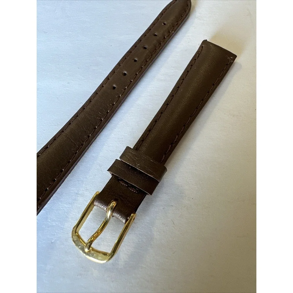 Kreisler Brown Norwegian Calf Leather Watch Strap 12mm Gold Buckle Vintage Band